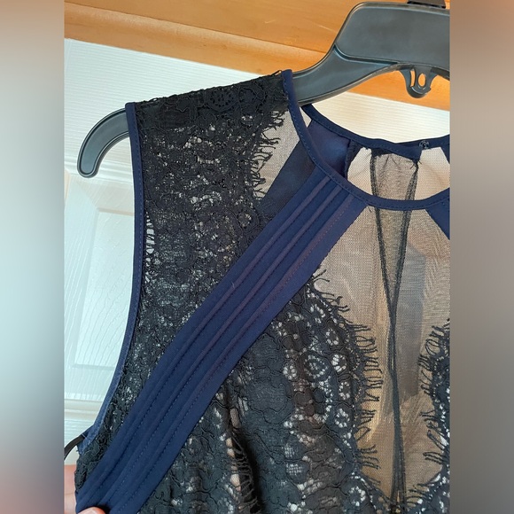 Navy, black, Lacey Bodycon Dress - Picture 3 of 10